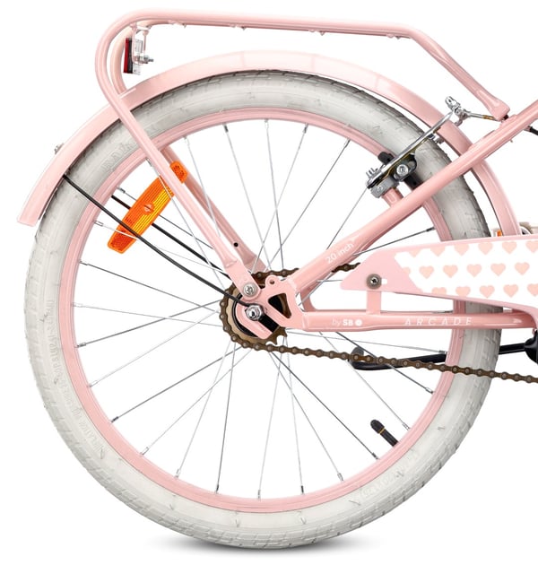 Heart Bike Flickcykel för en flicka 20 tum, 6 till 10 år, v-broms, kuggstång, barncykel för pojkar (Silver Moon - Rosa)