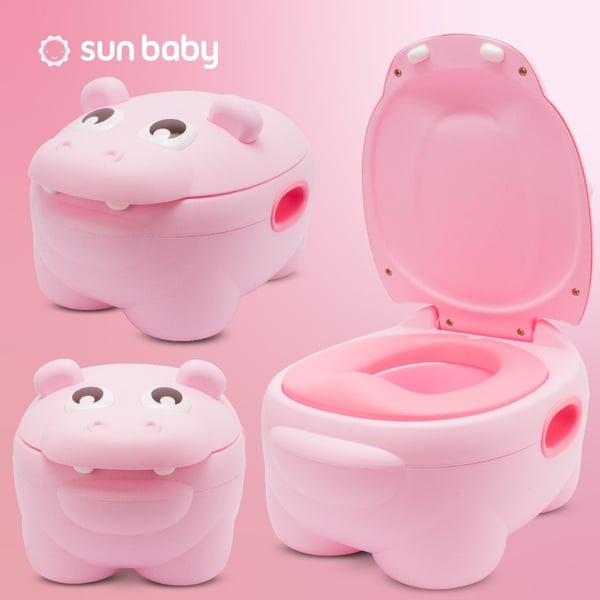 Sun Baby lasten potta Hippo vaaleanpunainen - liukumaton, selkänojalla, irrotettava sisäosa