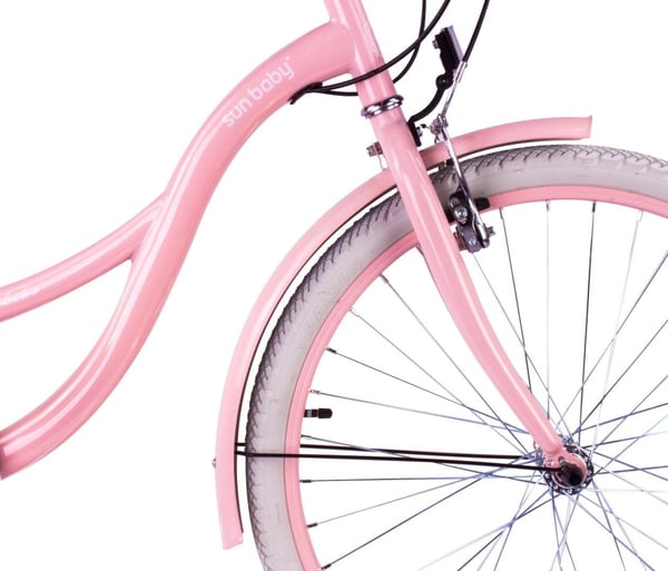 Flower Bike Tyttöpyörä yhdelle tytölle 24 tuumaa, 8-12 vuotta, Vaaleanpunainen, Lastenpyörä 7-vaihteinen, tavarateline, V-jarru, ketjusuoja.