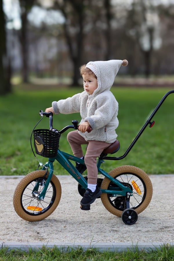 sun baby Stödhjul för barncykel, 12-20 tum, Svart-Vit plast och stål, justerbara, inklusive monteringsskruvar, passar de flesta barncyklar
