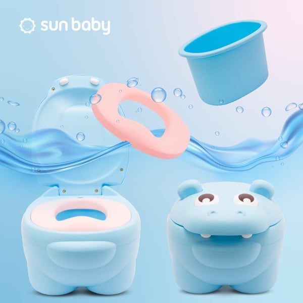 Sun Baby lasten potta Hippo sininen - liukumaton, selkänojalla, irrotettava sisäosa