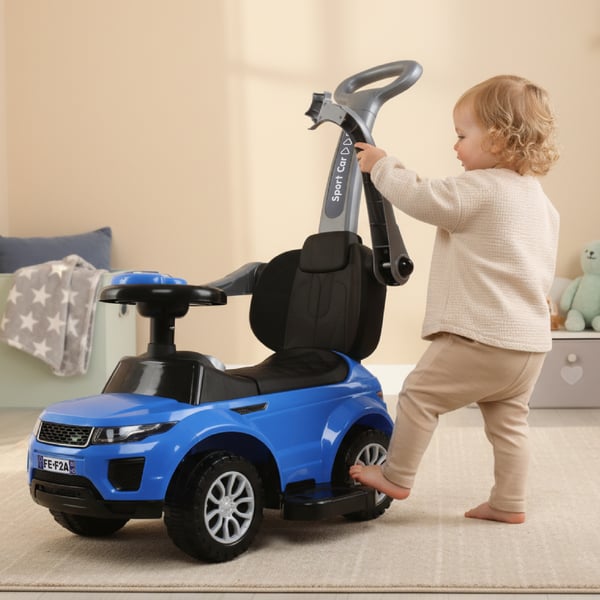 Työntövaunu lapsille lasten auto Sport Car sininen Sun Baby