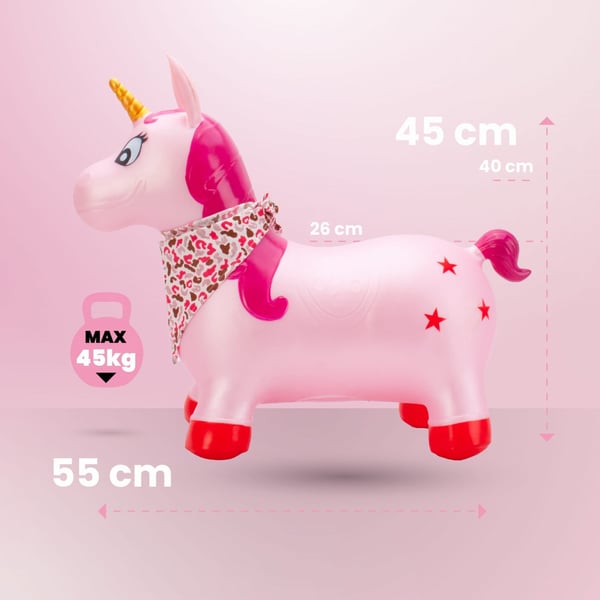 Sun Baby hoppebold til børn Enhjørning perlemor pink + pumpe og bandana, 12m+, op til 45 kg