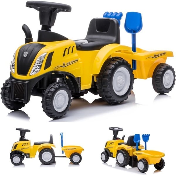 Gåtraktor med Släpvagn för Barns Första Födelsedag New Holland Gul