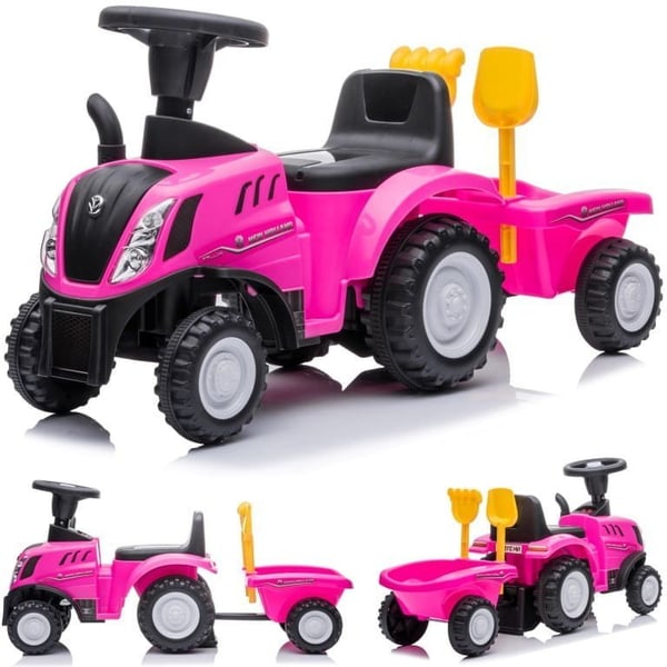 Polkutraktori perävaunulla New Holland vaaleanpunainen Sun Baby