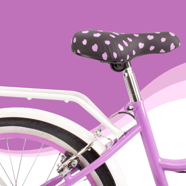sun baby HEART BIKE Børnecykel 20 tommer - 6 gear, V-bremser, bagagebærer, skærme, justerbart styr og sadel - Lilla