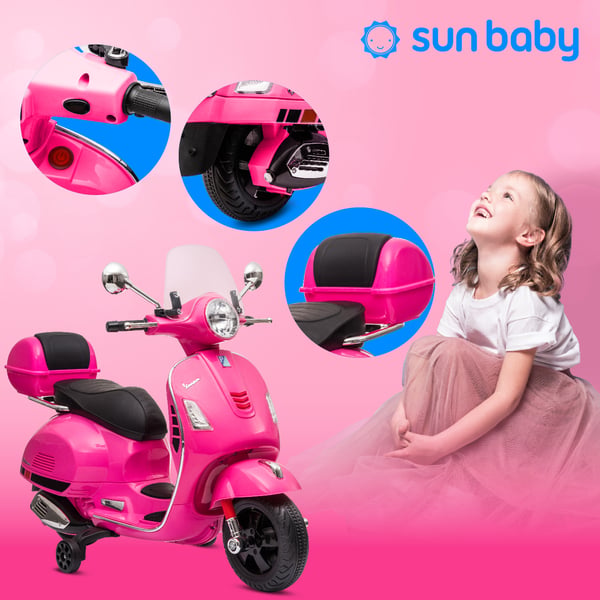 Sähköskootteri lapsille Sähkömoottoripyörä Vespa MP3 runko vaaleanpunainen Sun Baby