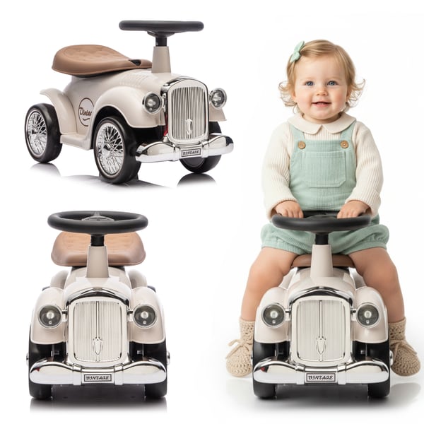 Työntövaunu lapsille lasten auto Retro ecru  Sun Baby