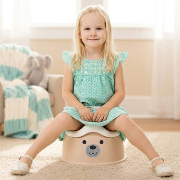 Sun Baby barnpotta, halkfri med avtagbar insats, stabil, ergonomisk ryggstöd, beige-vit