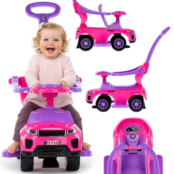 Työntövaunu lapsille lasten auto  Sport Car vaaleanpunainen Sun Baby