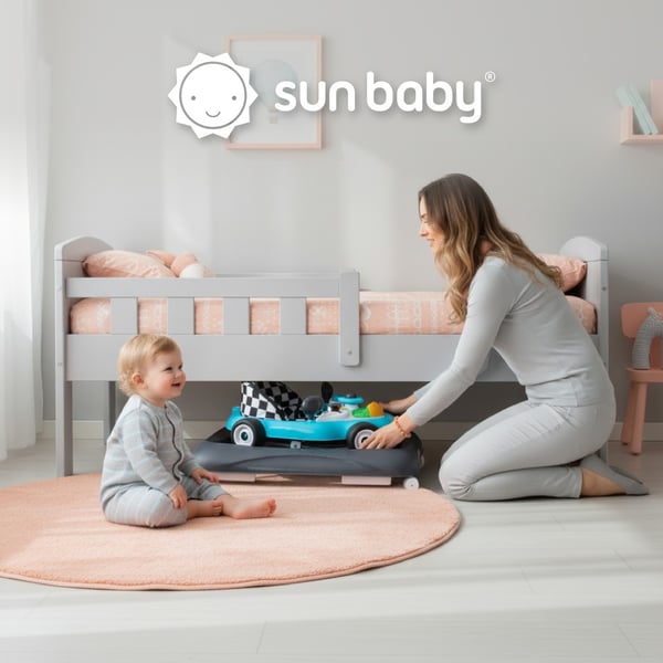 Sun Baby gåstol för baby interaktiv Racerbilsdesign, turkos, 6m+, upp till 12 kg, EN1273:2020