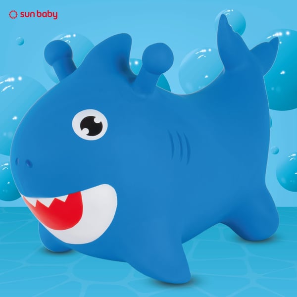 Sun Baby gummihoppare för barn Baby Shark haj, blå, med pump, maxvikt 45 kg