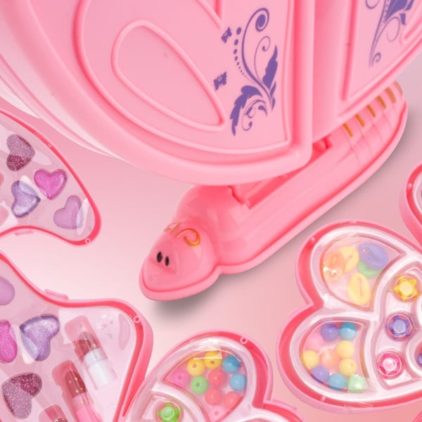 sun baby Kreativt Smyckesset för Barn 3+, pärlor, 2 strängar, 5 ögonskuggor, applikator, 4 läppglans, 3 läppstift, fjäril förvandlas till en snygg han