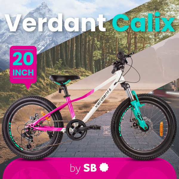 sun baby VERDANT BIKE Barncykel 20 tum - 6 växlar Shimano - lätt aluminium, ringklocka, sidofot - Vit Rosa