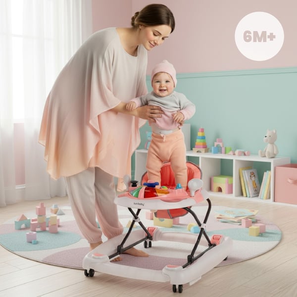 Sun Baby vauvan kävelytuoli Grand Prix 2-in-1 - kehto, korkeuden säätö, jarrut, paneeli valoilla ja äänillä, 6kk+, 12 kg asti
