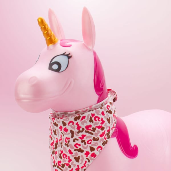 Sun Baby hoppebold til børn Enhjørning perlemor pink + pumpe og bandana, 12m+, op til 45 kg