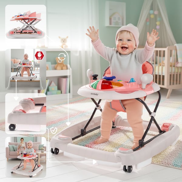 Sun Baby vauvan kävelytuoli Grand Prix 2-in-1 - kehto, korkeuden säätö, jarrut, paneeli valoilla ja äänillä, 6kk+, 12 kg asti