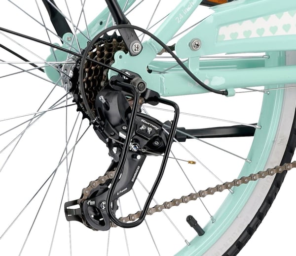 sun baby HEART BIKE Børnecykel 24 tommer - 7 gear Shimano - bagagebærer, metalskærme, V-bremse, kædeskærm - Mint