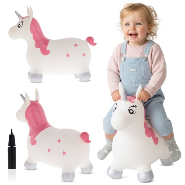 Sun Baby hoppdjur för barn Enhörning Kelly + pump, 1+, max 45 kg, BPA Free