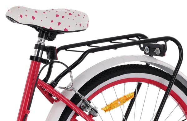 Heart Bike Tyttöjen polkupyörä 24 tuumaa, 8–12-vuotiaille, vadelma, lastenpolkupyörä 7 vaihteella, tavarateline, metalliset lokasuojat, V-jarru