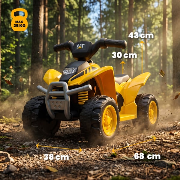 Sun Baby batteridrivet fordon för barn CAT TRX quad 6V 4,5Ah 30W, LED, gul