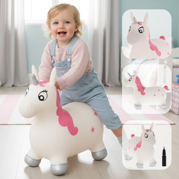 Sun Baby hoppdjur för barn Enhörning Kelly + pump, 1+, max 45 kg, BPA Free