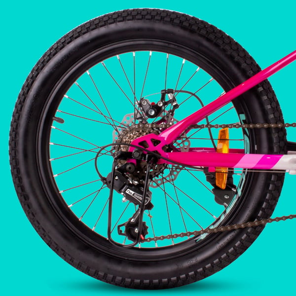 sun baby VERDANT BIKE Barncykel 20 tum - 6 växlar Shimano - lätt aluminium, ringklocka, sidofot - Vit Rosa