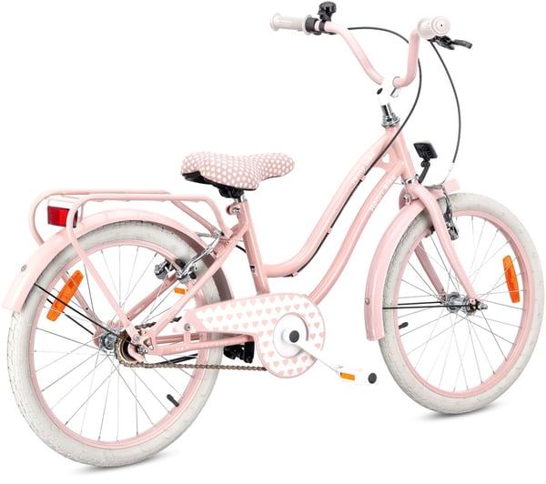 Heart Bike Flickcykel för en flicka 20 tum, 6 till 10 år, v-broms, kuggstång, barncykel för pojkar (Silver Moon - Rosa)