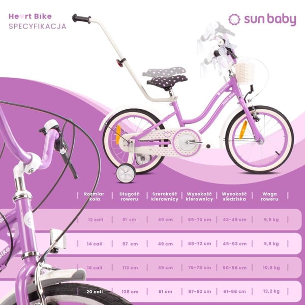 Heart Bike Pigecykel 20 tommer, 6 til 10 år, Shimano gear, børnecykel til drenge (Lilla)