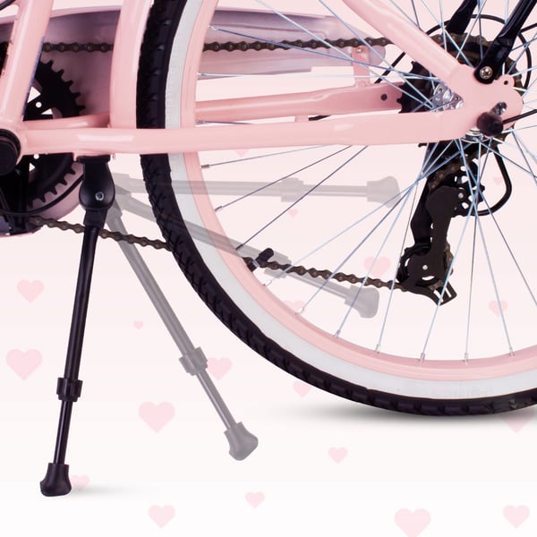 24-tuumainen kaupunkipyörä tytölle, ensikommuuniin, Shimano 7 vaihdetta, Heart Bike, vaaleanpunainen
