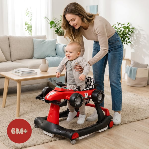 Sun Baby Gåstol för baby 3-i-1 Formel 1, röd, 6-12 mån, upp till 12 kg