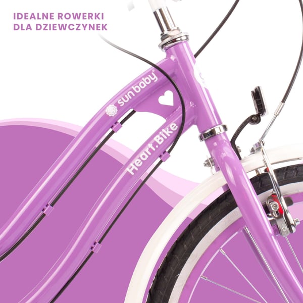 Heart Bike Pigecykel 20 tommer, 6 til 10 år, Shimano gear, børnecykel til drenge (Lilla)
