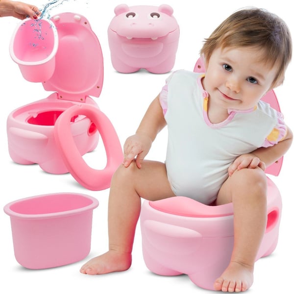 Sun Baby lasten potta Hippo vaaleanpunainen - liukumaton, selkänojalla, irrotettava sisäosa