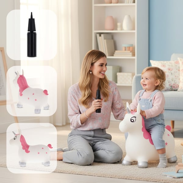 Sun Baby hoppdjur för barn Enhörning Kelly + pump, 1+, max 45 kg, BPA Free