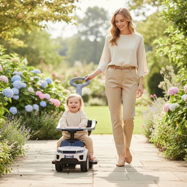 Työntövaunu lapsille lasten auto Sport Car valkoinen Sun Baby