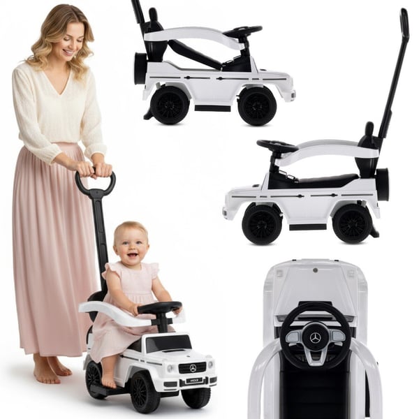 Työntövaunu lapsille lasten auto Mercedes Benz G valkoinen Sun Baby