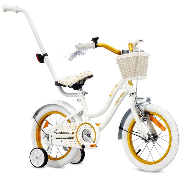14 tuuman tyttöjen pyörä HEART BIKE - valkoinen ja kulta