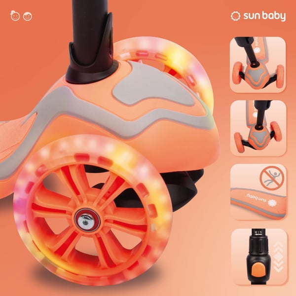 Flash 3in1 LED-tasapainoskootteri lapsille - sun baby hulajnoga trójkołowa balansowa 3w1