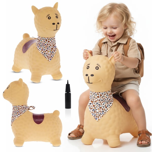 Sun Baby hyppelypallo Alpakka beige lapsille, pumppu ja bandana, 12m+, maks. kuorma 45 kg