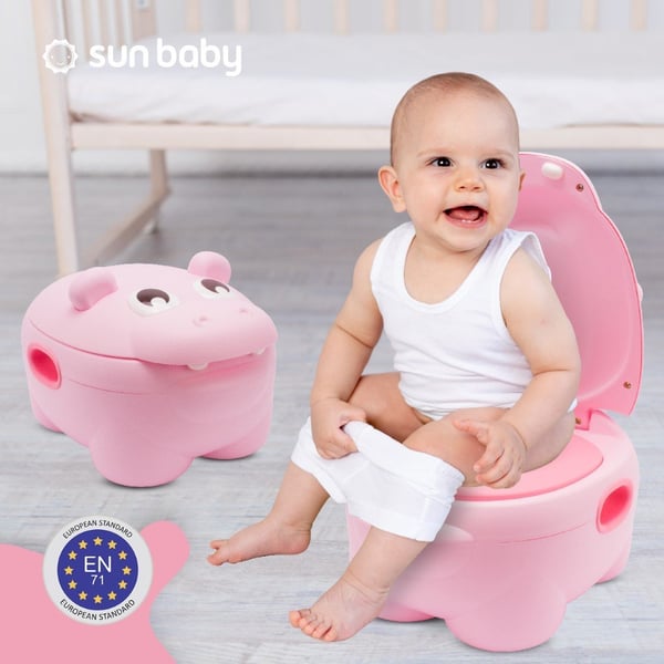 Sun Baby lasten potta Hippo vaaleanpunainen - liukumaton, selkänojalla, irrotettava sisäosa