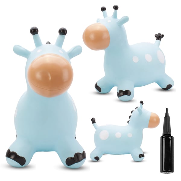 Sun Baby hoppdjur för barn Giraff blå + pump, 12m+, maxvikt 45 kg