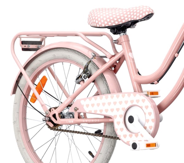 Heart Bike Flickcykel för en flicka 20 tum, 6 till 10 år, v-broms, kuggstång, barncykel för pojkar (Silver Moon - Rosa)