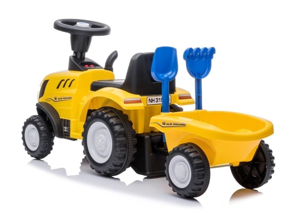 Polkutraktori perävaunulla New Holland keltainen Sun Baby