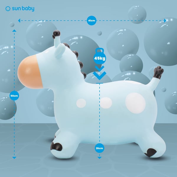 Sun Baby hoppdjur för barn Giraff blå + pump, 12m+, maxvikt 45 kg