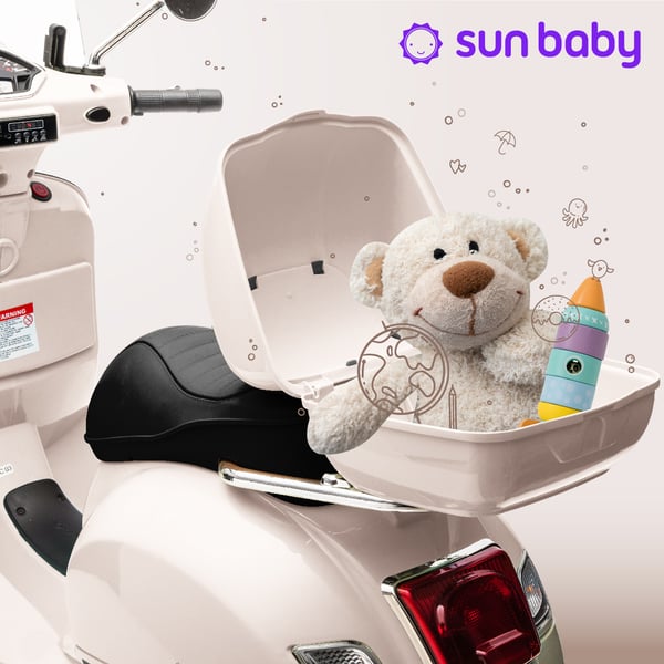 Sähköskootteri lapsille Sähkömoottoripyörä Vespa MP3 runko valkoinen Sun Baby