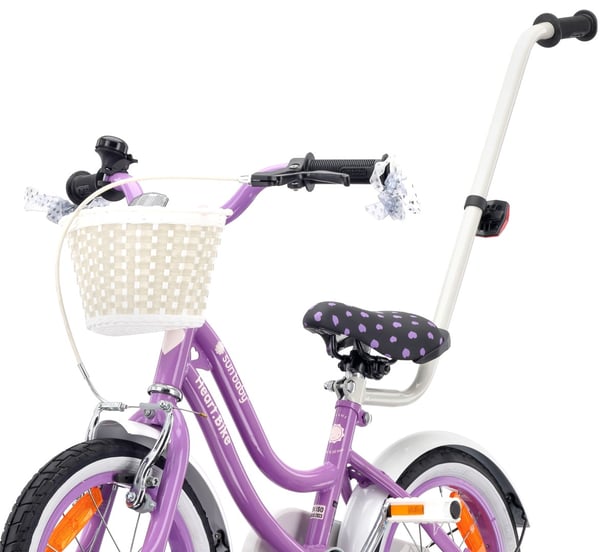 Heart Bike Flickcykel för en flicka 12 14 16 tum, Barncykel 2-6 år, Barncykel med stödhjul, pushbar, justerbar sadel och styre (Lila, 14 tum)