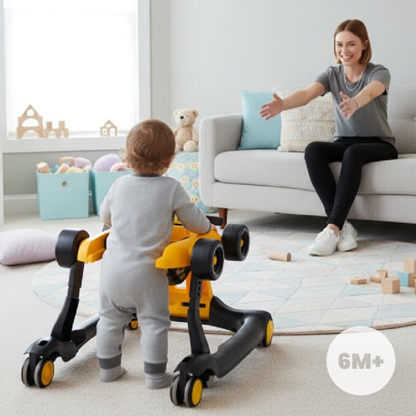 Sun Baby vauvan kävelytuoli 3-in-1 Formula 1, keltainen, 6-12 kk, max 12 kg