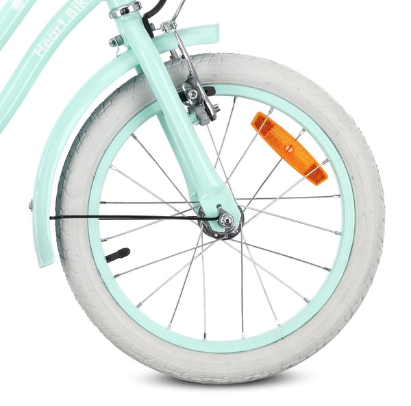 Heart Bike Flickcykel för en flicka 12 14 16 tum, Barncykel 2-6 år, Barncykel med stödhjul, pushbar, justerbar sadel och styre (Silver Moon Mint, 16 t