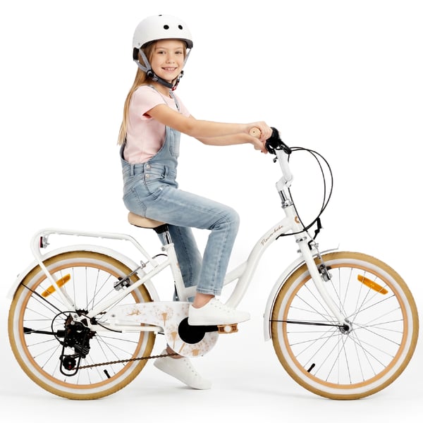 20 tuuman tyttöjen lastenpyörä Shimano 6 vaihteella FLOWER BIKE Voikukka