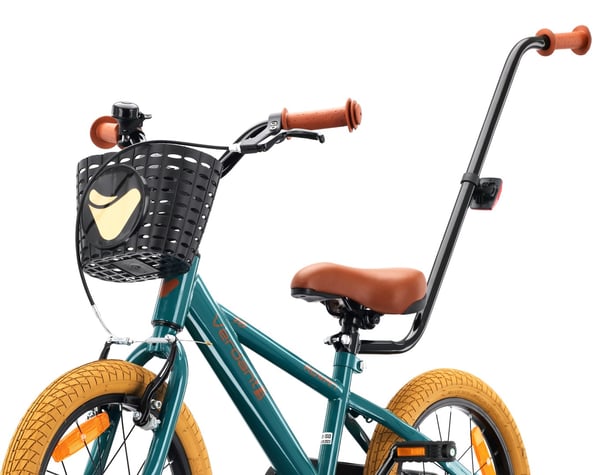 sun baby VERDANT BIKE Børnecykel 16 tommer - V-bremser, støttehjul, kurv, ringeklokke - Grøn